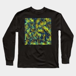 Yellow Blue Brown Abstract Long Sleeve T-Shirt